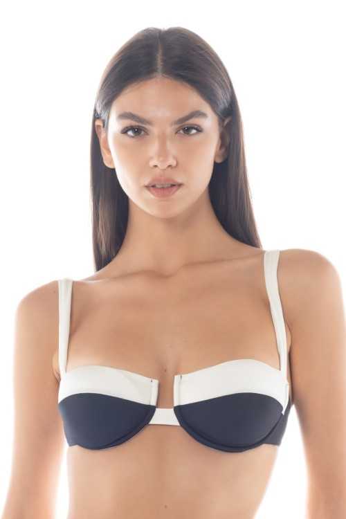 Isabel Schwarz/Elfenbeinfarbenes Top